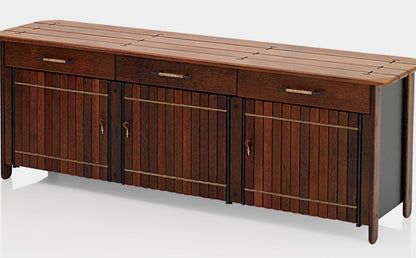 3 Drawer Buffet by Pacific Green — palmwood and A-grade leather