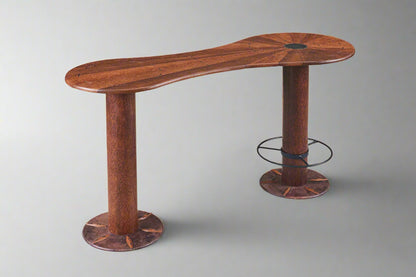 Isle D'Palm 8 High Bar Table by Pacific Green — palmwood, steel frame and A-grade leather