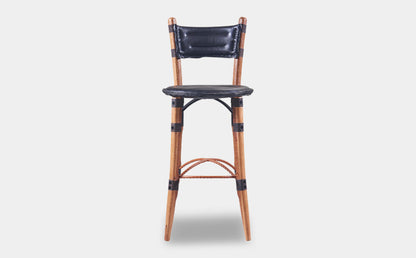 Mauritius Barstool by Pacific Green — palmwood, steel frame and A-grade leather