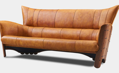 Moorea Sofa by Pacific Green — palmwood, steel frame and A-grade leather