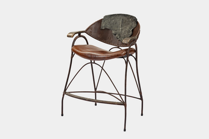 Nomad Barstool by Pacific Green — cast bronze and A-grade leather