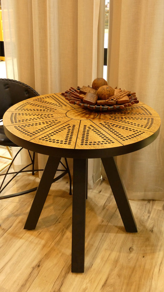 Navajo bistro table in palmwood with inlaid top