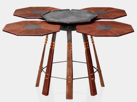 Isle D'Palm Dining Table by Pacific Green — palmwood, steel frame and A-grade leather