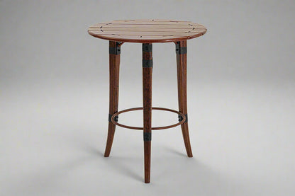 Mendi Bistro Table by Pacific Green — palmwood, steel frame and A-grade leather