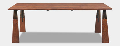 Millennium Rectangular Dining Table by Pacific Green — palmwood, brass and steel frame
