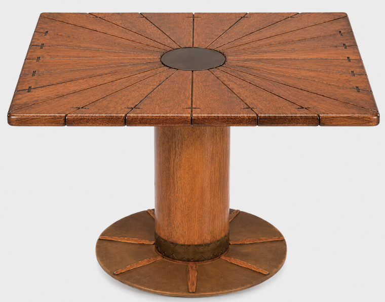 Navajo Bistro Table by Pacific Green — palmwood and A-grade leather