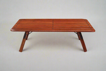 Navajo Rectangular Coffee Table by Pacific Green — palmwood, steel frame and A-grade leather